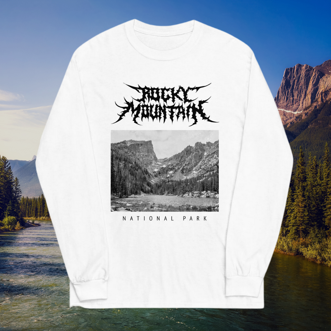 Rocky Mountain National Park Death Metal Long Sleeve White T-Shirt