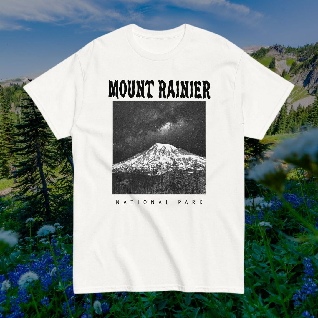 Mount Rainier National Park Death Metal Style T-Shirt