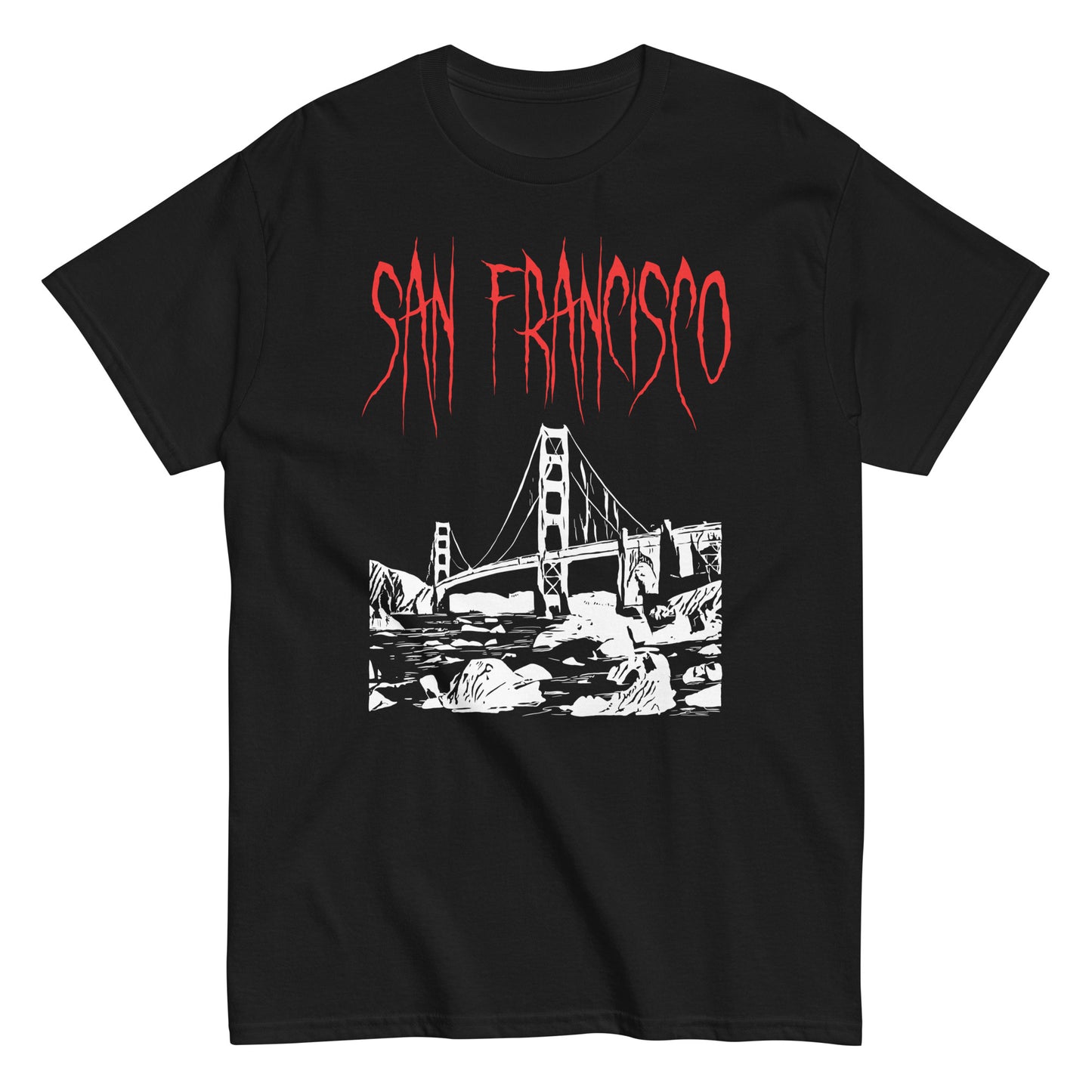 San Francisco California Death Metal Style Black T-Shirt
