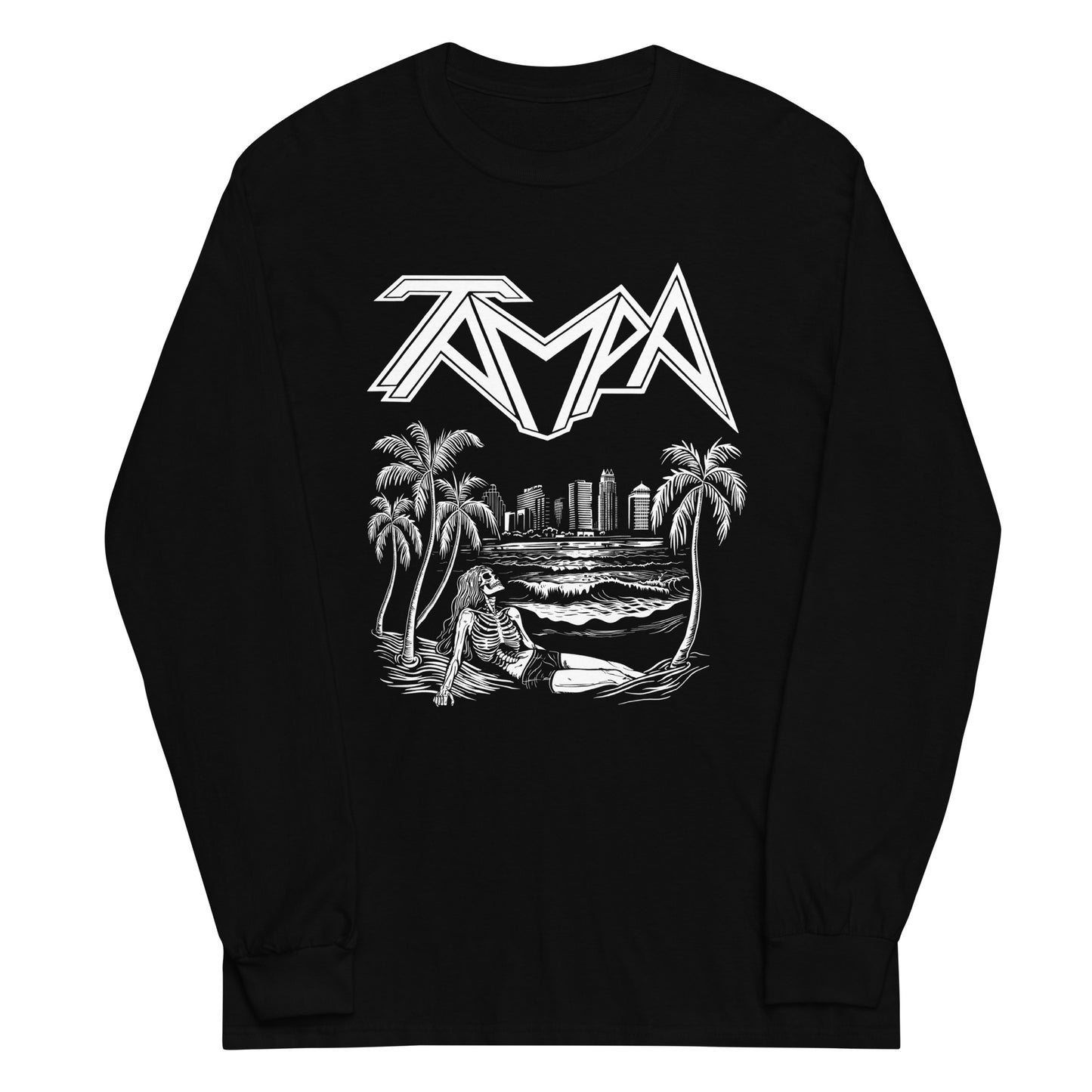 Tampa, Florida Death Metal Long Sleeve Black T-Shirt