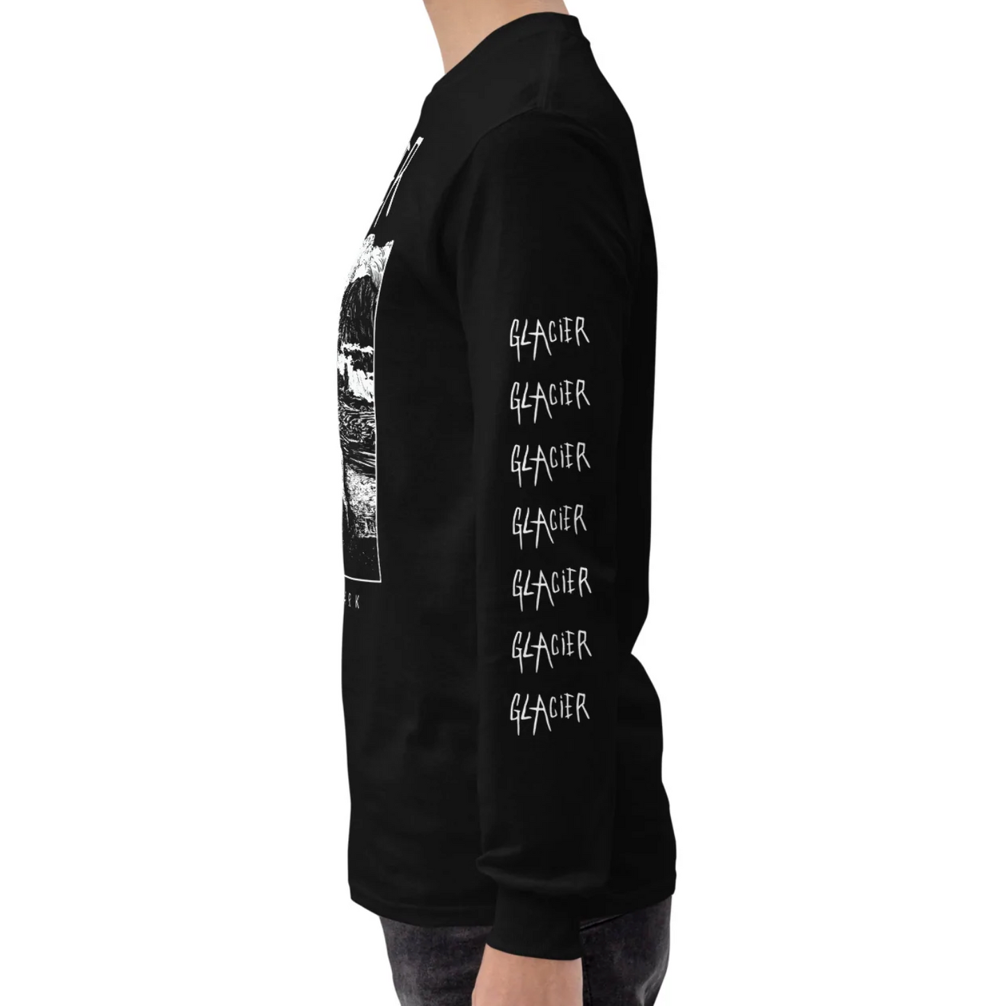 Glacier National Park Black Long Sleeve Death Metal T-Shirt