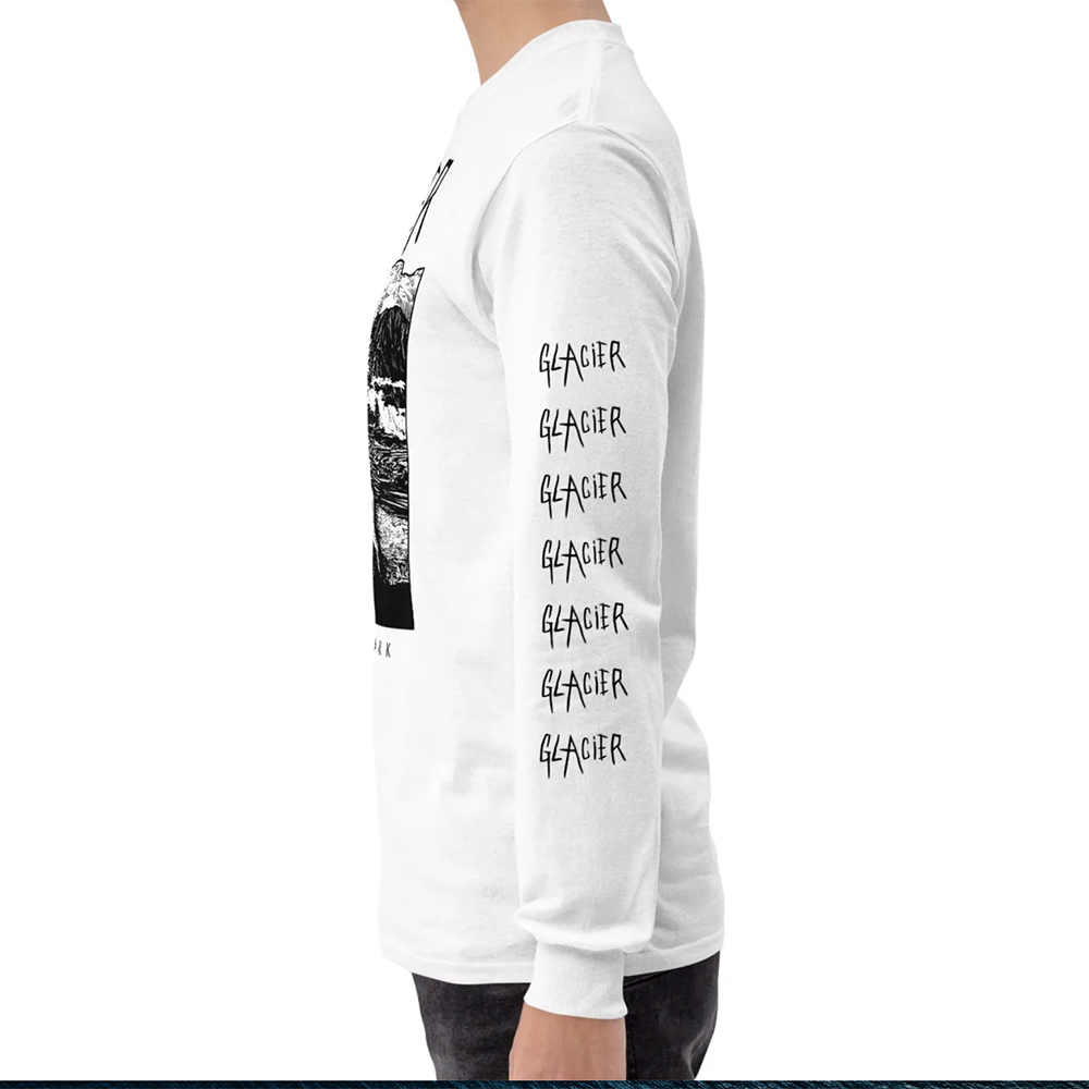 Glacier National Park White Long Sleeve Death Metal T-Shirt