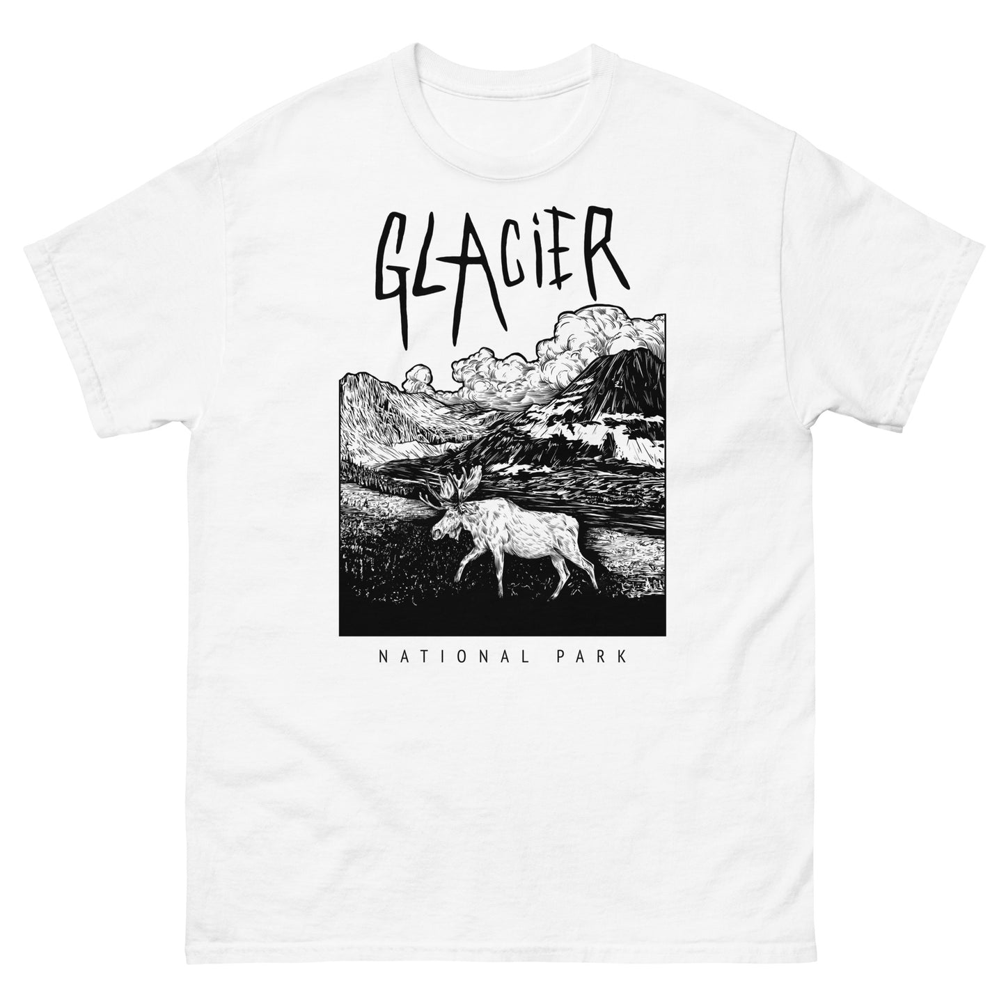 Glacier National Park Short Sleeve White Death Metal T-Shirt