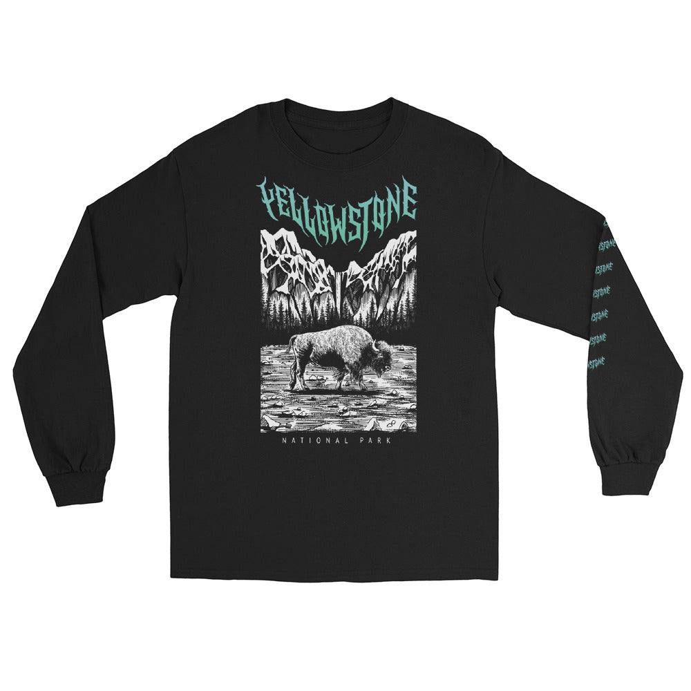 Yellowstone National Park Special Edition Black Long Sleeve Death Metal T-Shirt
