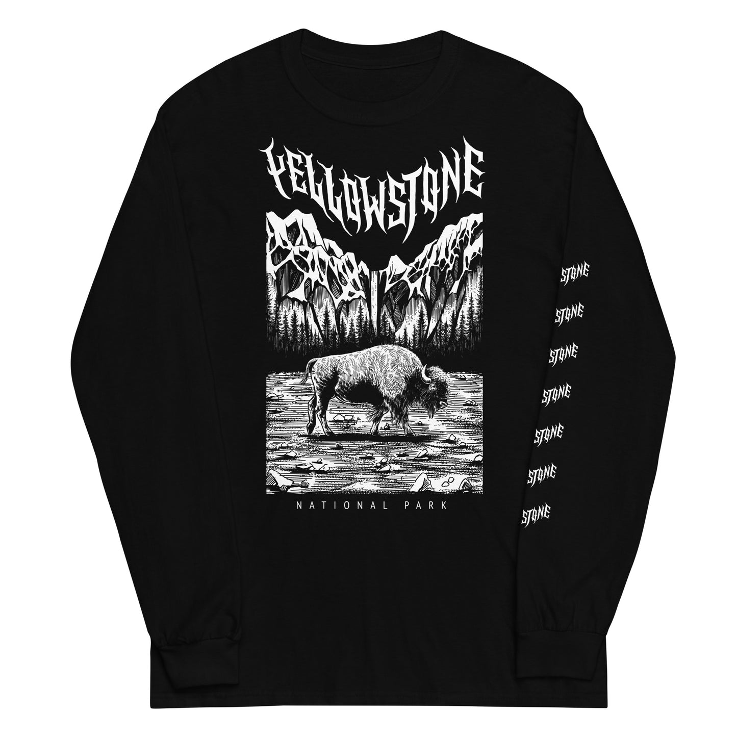 Yellowstone National Park Black Long Sleeve T-shirt