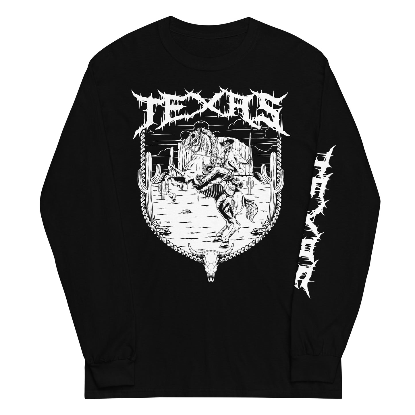 Texas Death Metal Long Sleeve Black T-Shirt