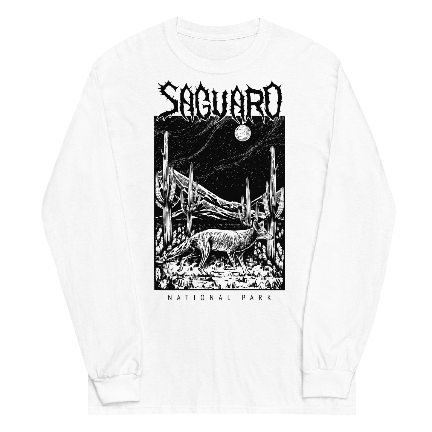 Saguaro National Park White Long Sleeve Death Metal T-Shirt