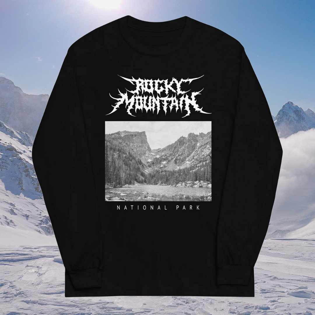 Rocky Mountain National Park Death Metal Black Long Sleeve T-Shirt