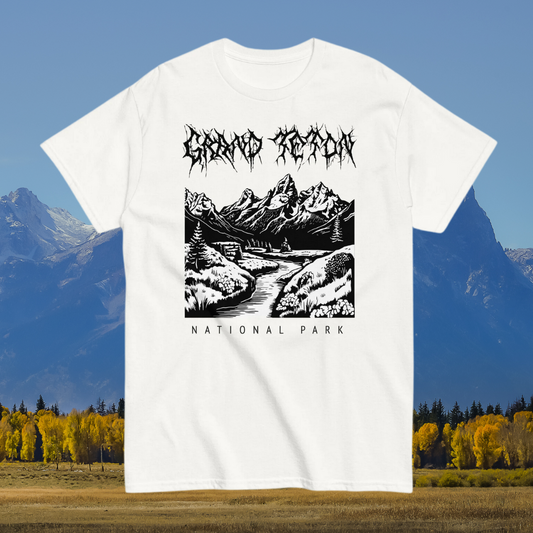Grand Teton National Park Death Metal White Short Sleeve T-Shirt