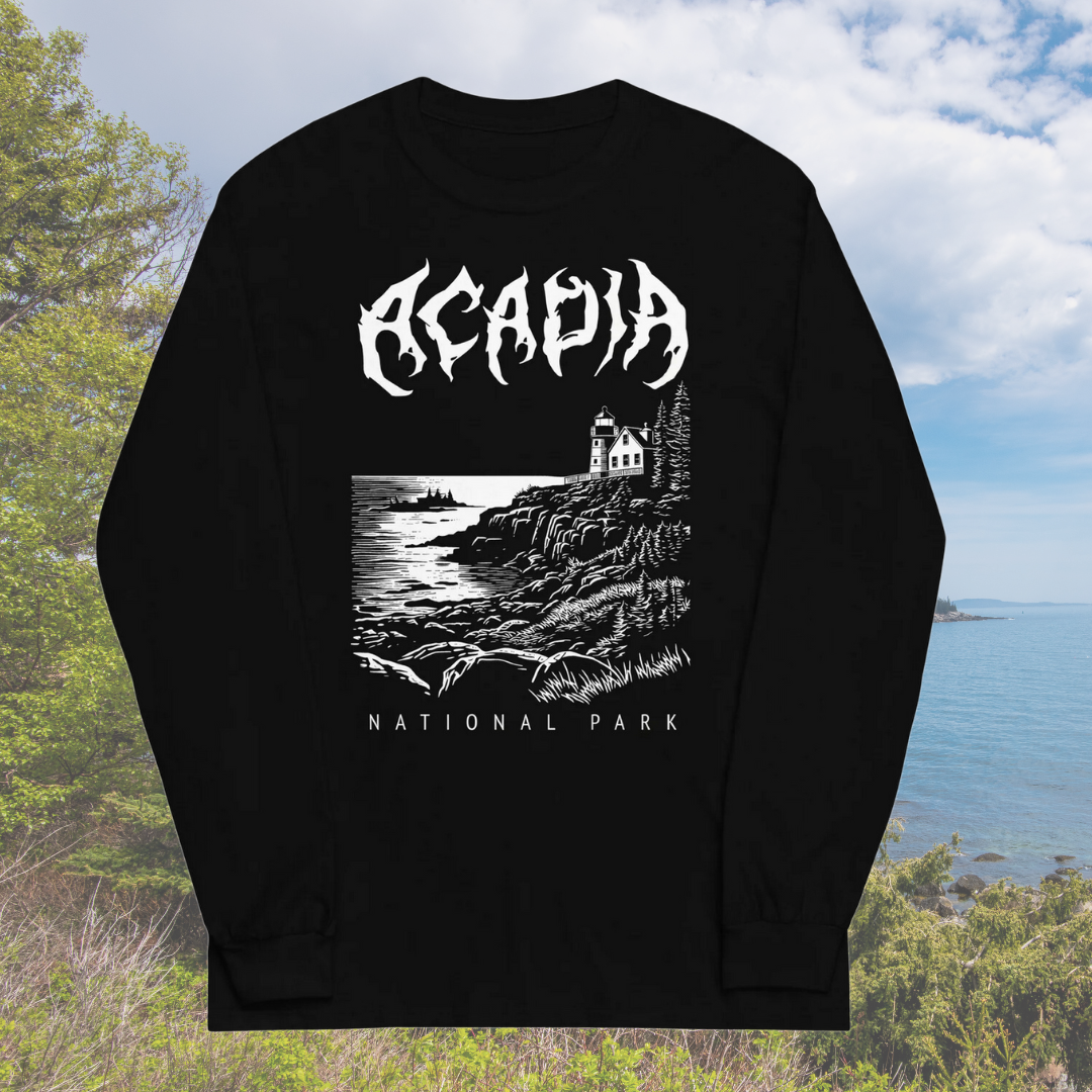 Acadia National Park Death Metal Long Sleeve Black T-Shirt