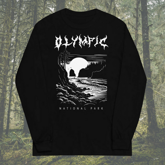 Olympic National Park Death Metal Long Sleeve Black T-Shirt