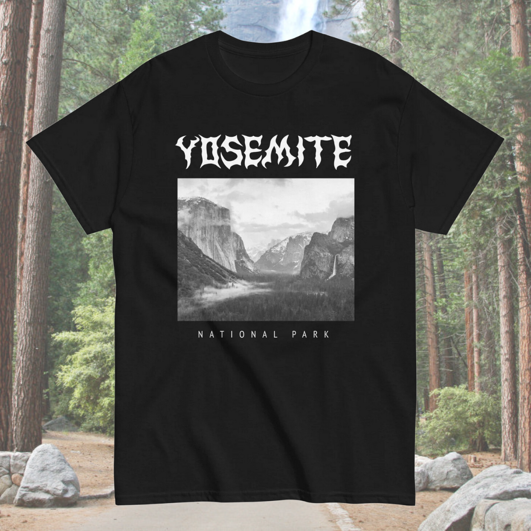 Yosemite National Park Death Metal Style Black T-Shirt
