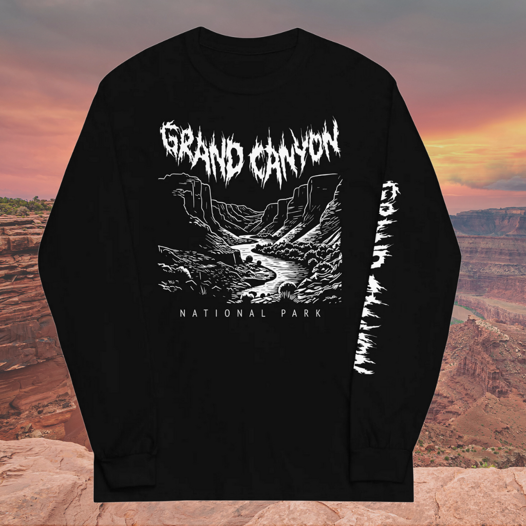Grand Canyon National Park Death Metal Black Long Sleeve T-Shirt