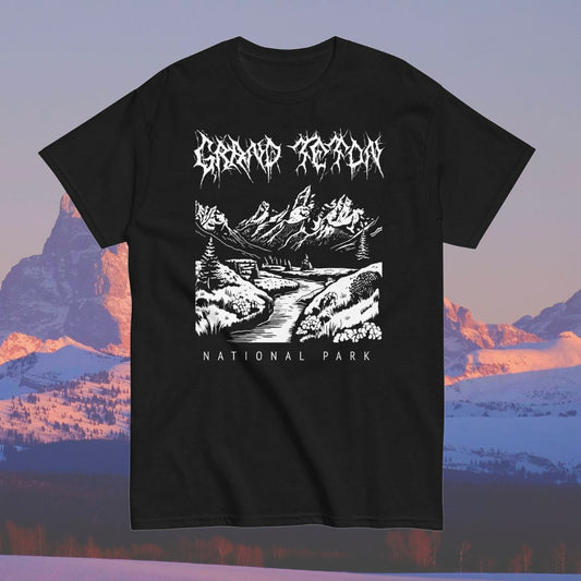 Grand Teton National Park Death Metal Black Short Sleeve T-Shirt