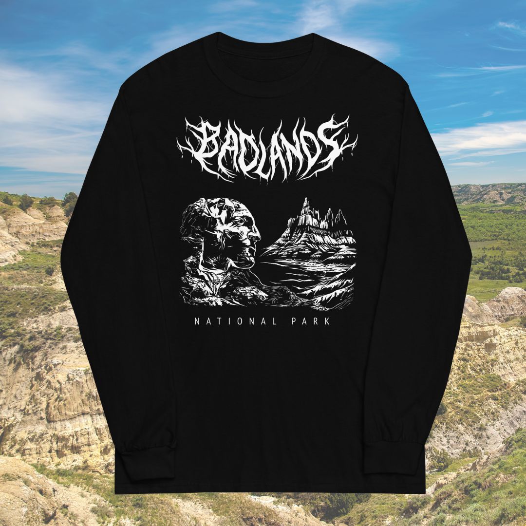 Badlands National Park Death Metal Black Long Sleeve T-Shirt