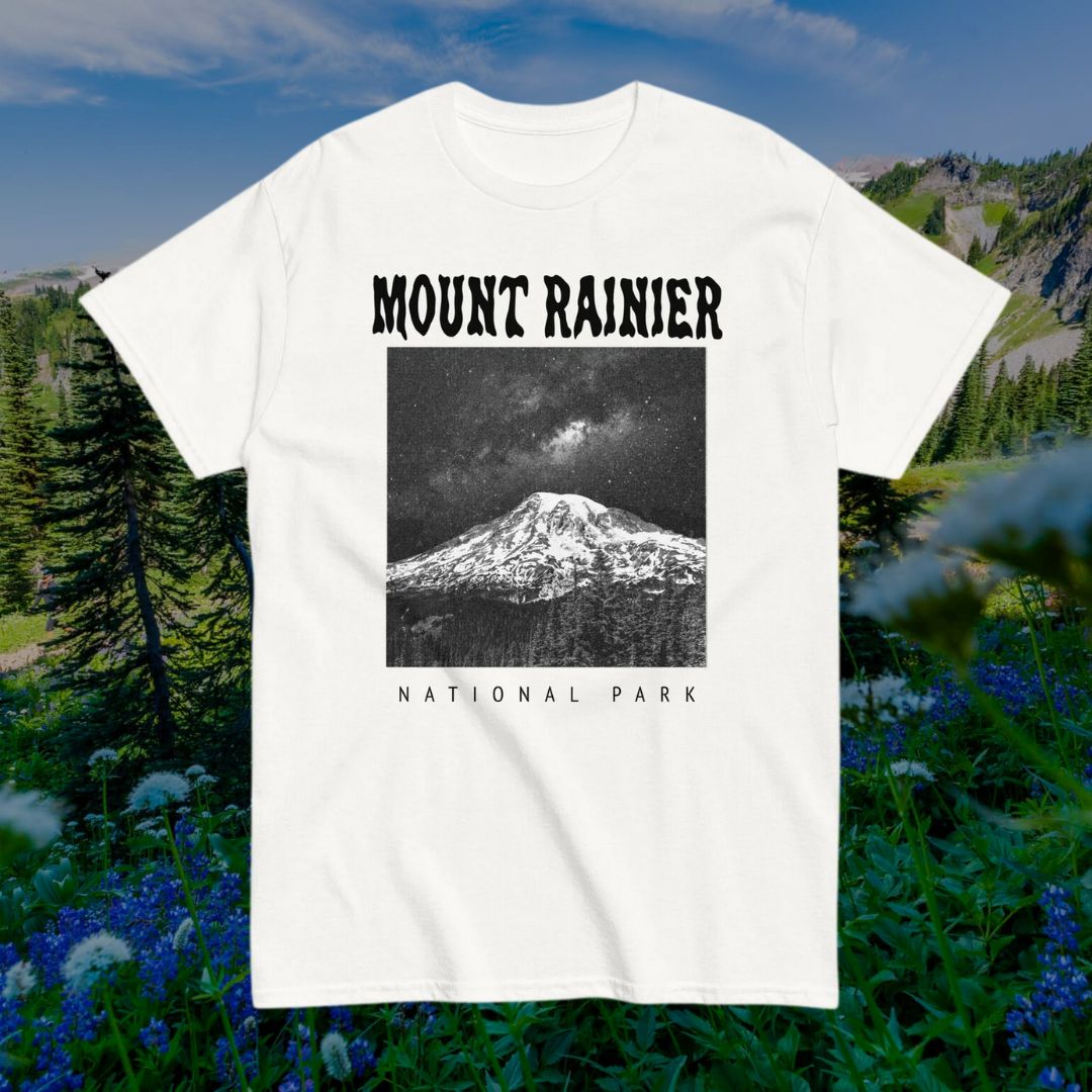 Mount Rainier National Park Death Metal Style T-Shirt