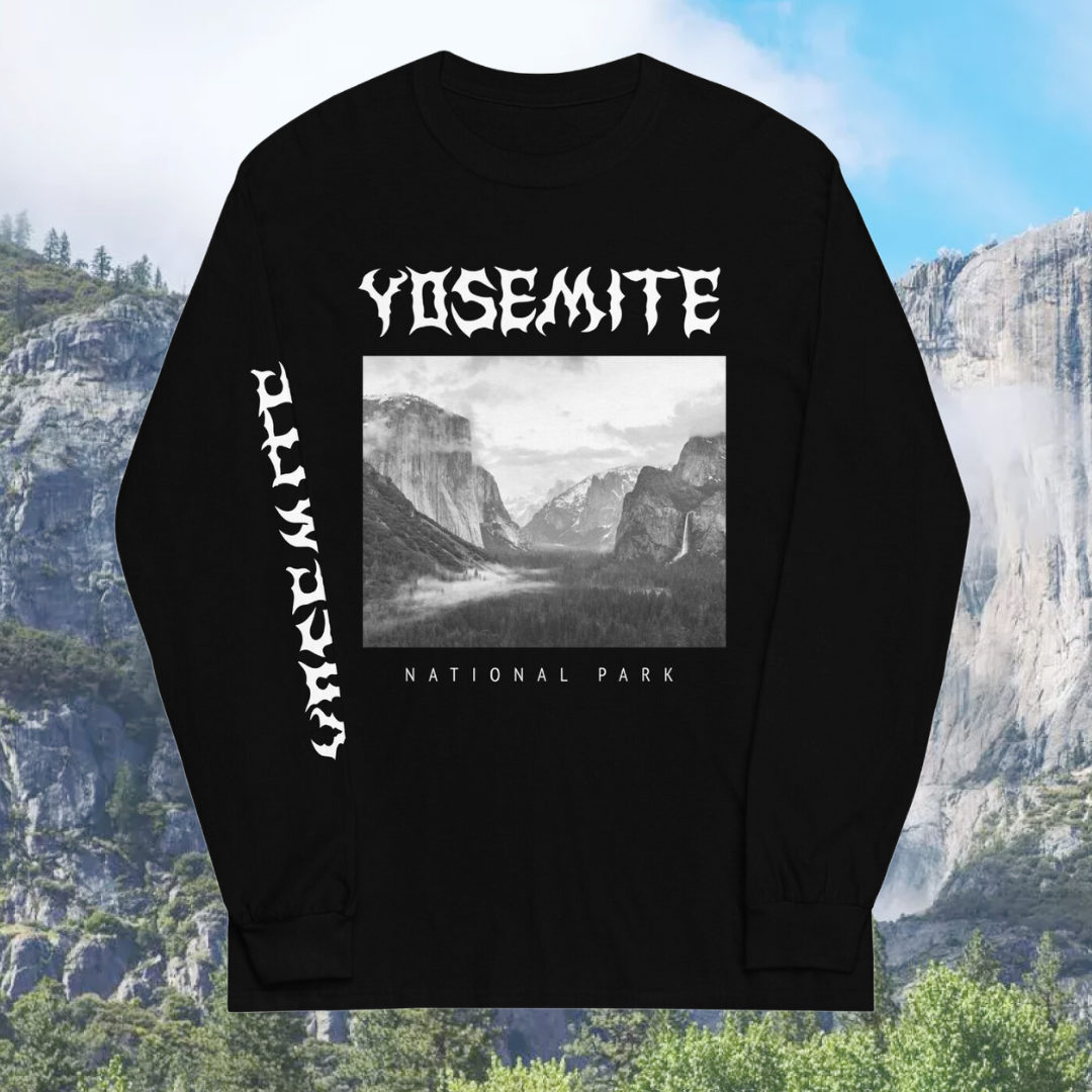 Yosemite National Park Death Metal Style Black Long Sleeve T-Shirt