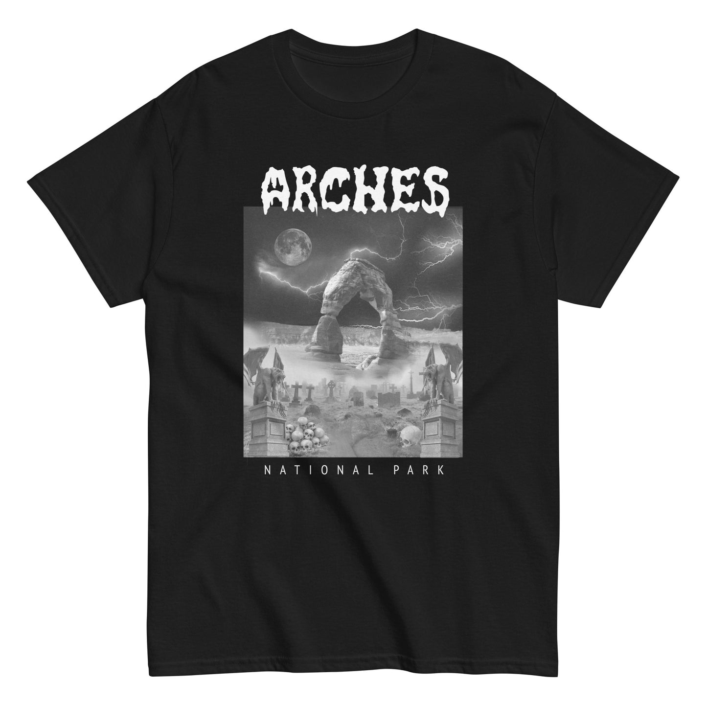 Arches National Park Death Metal Style Black T-Shirt