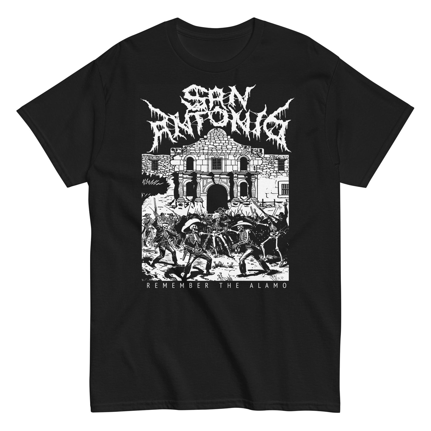 San Antonio Alamo Death Metal Black Short Sleeve T-Shirt