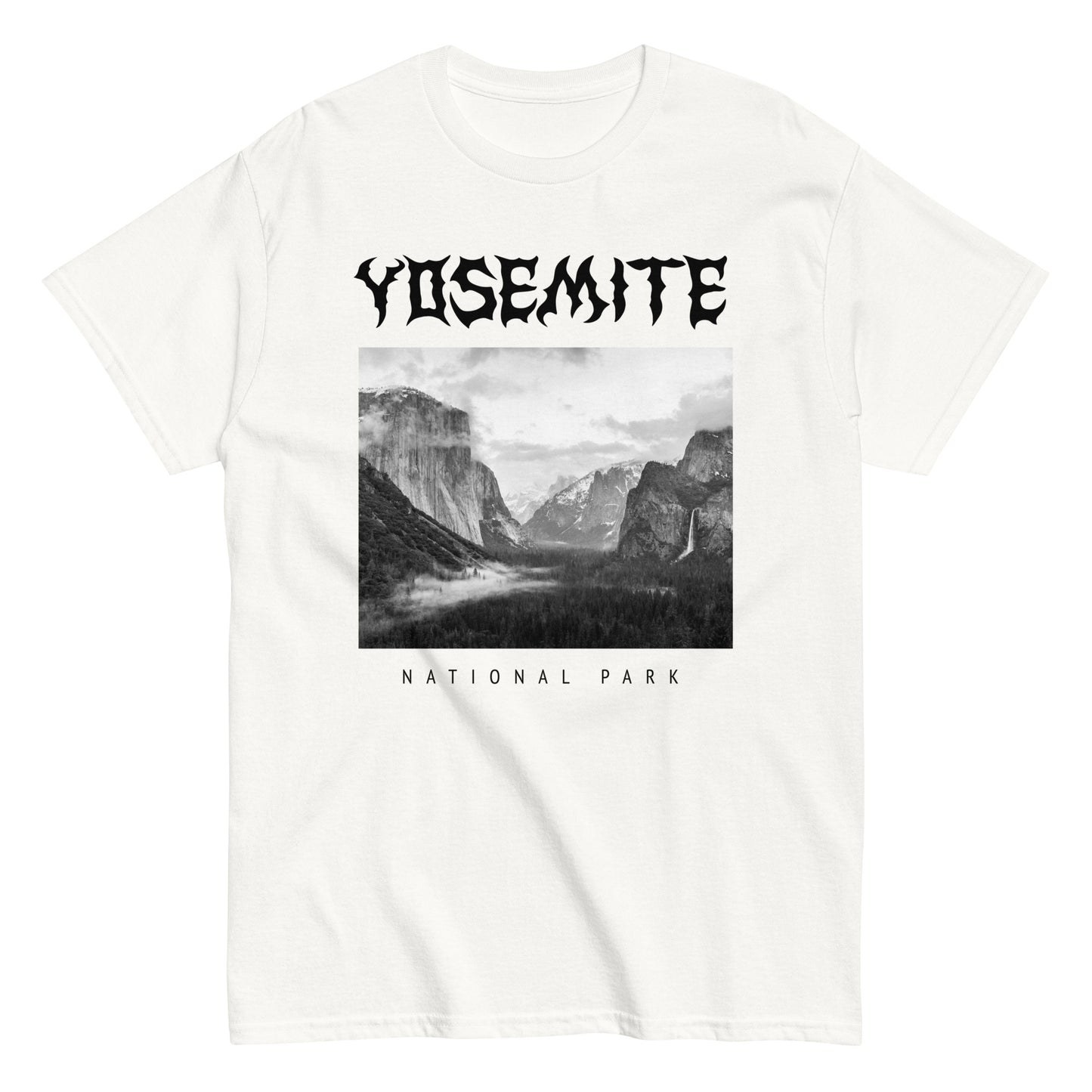 Yosemite National Park Death Metal Style White T-Shirt