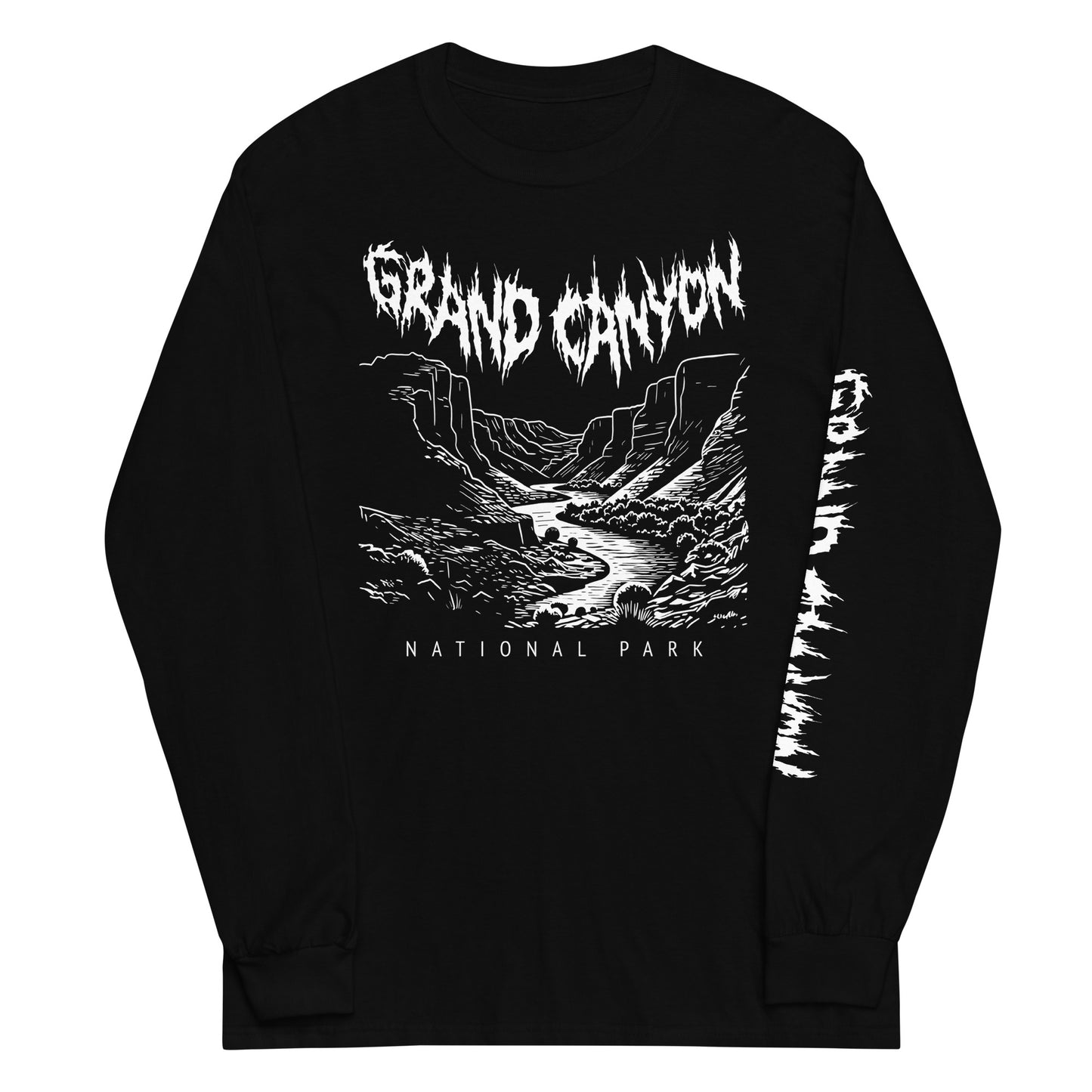 Grand Canyon National Park Death Metal Black Long Sleeve T-Shirt