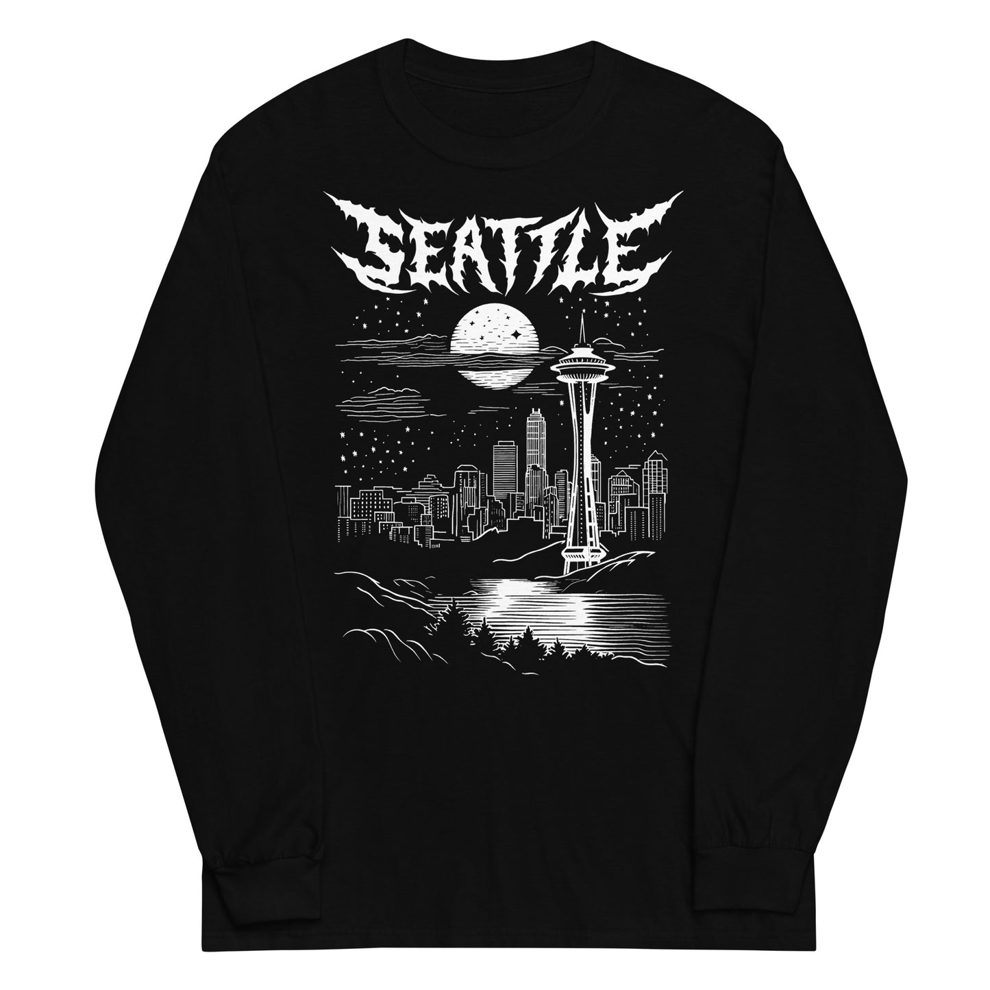 Seattle, Washington Death Metal Long Sleeve Black T-Shirt