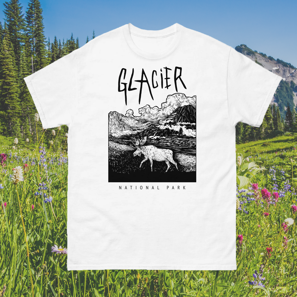Glacier National Park Short Sleeve White Death Metal T-Shirt