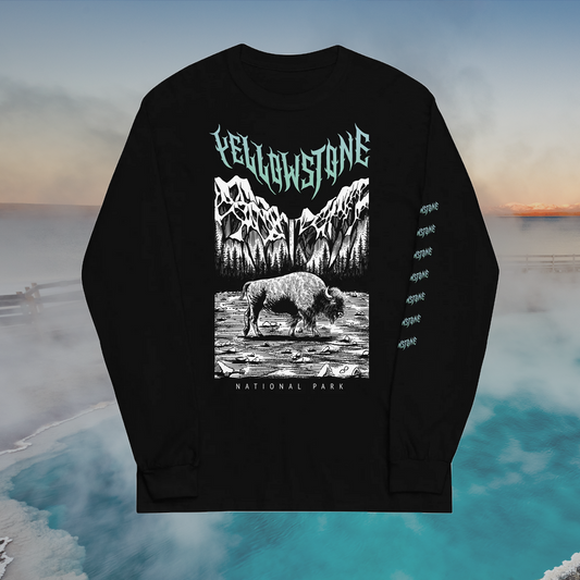 Yellowstone National Park Special Edition Black Long Sleeve Death Metal T-Shirt