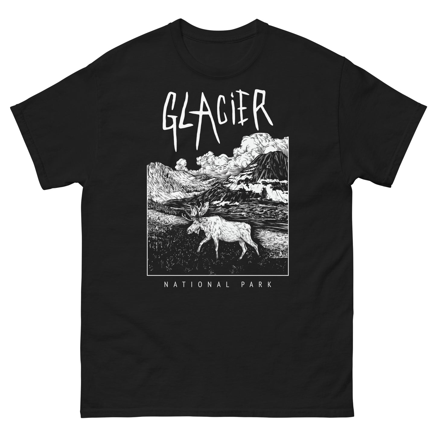 Glacier National Park Short Sleeve Black Death Metal T-Shirt